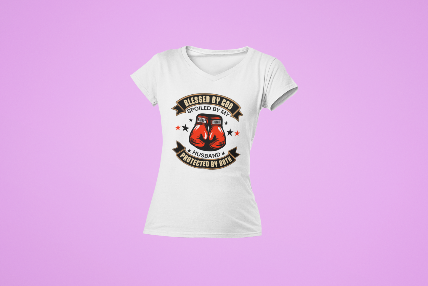 Blessed By God, Spoiled By My Husband, Protected By Both- Women's Tee