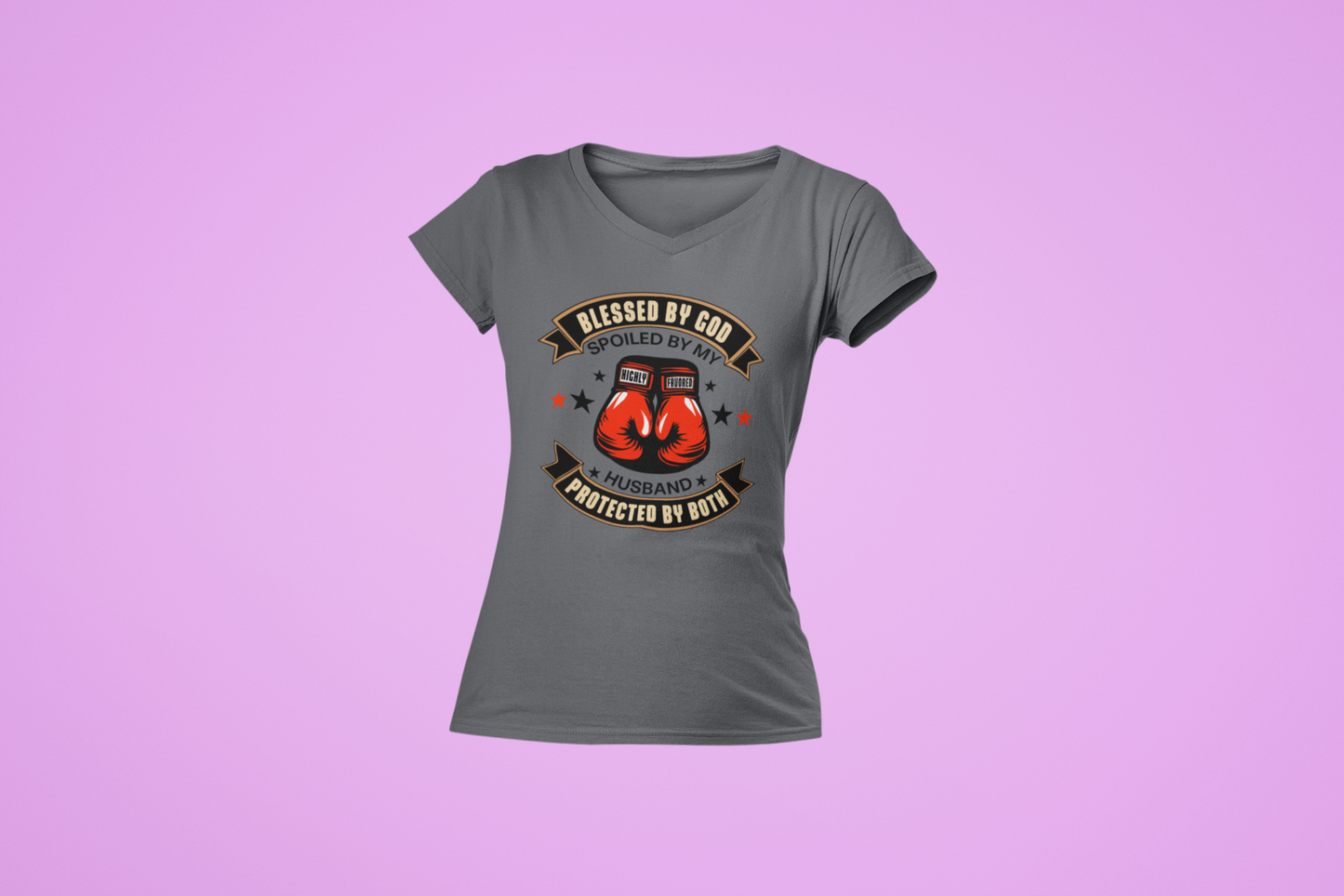 Blessed By God, Spoiled By My Husband, Protected By Both- Women's Tee