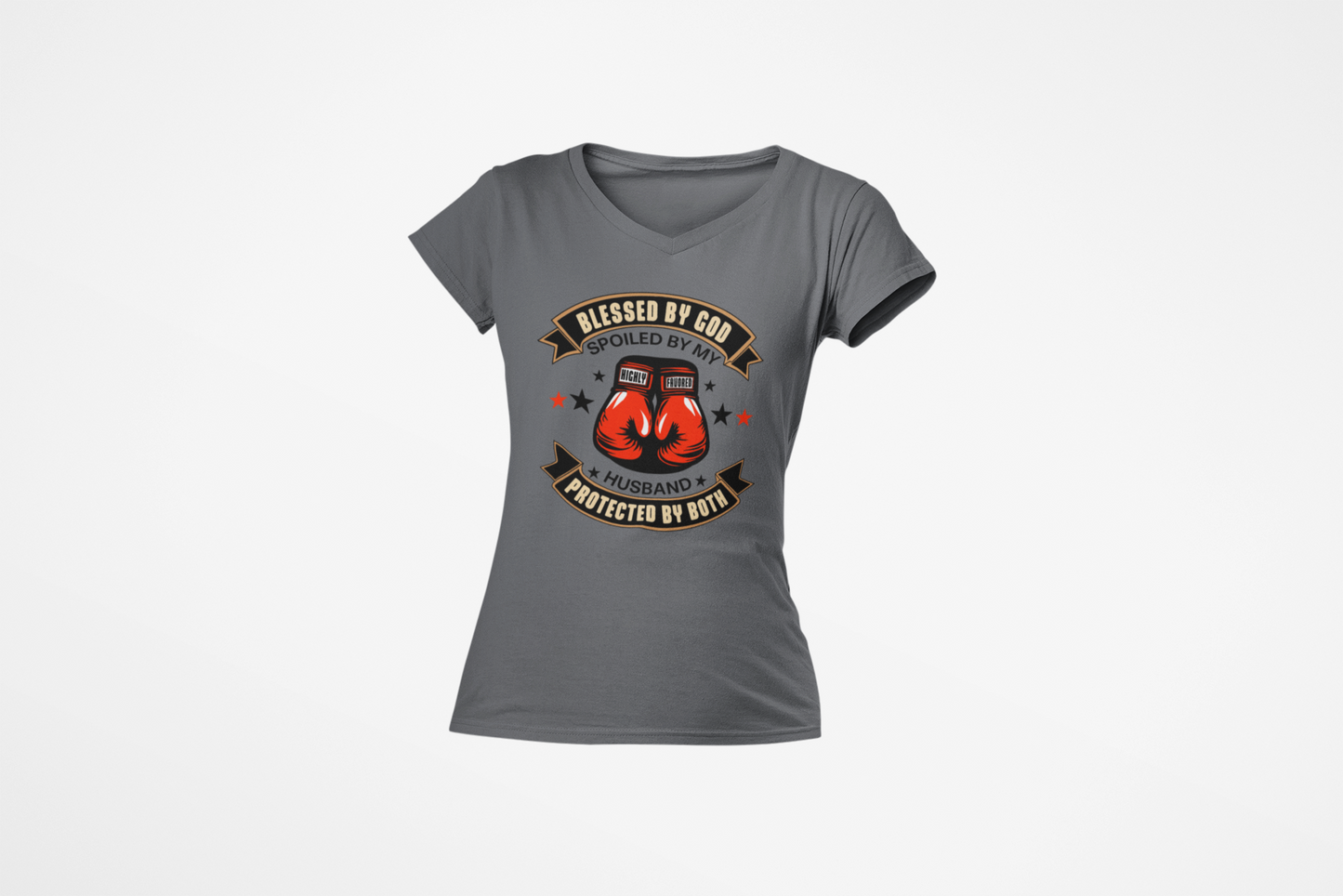 Blessed By God, Spoiled By My Husband, Protected By Both- Women's Tee