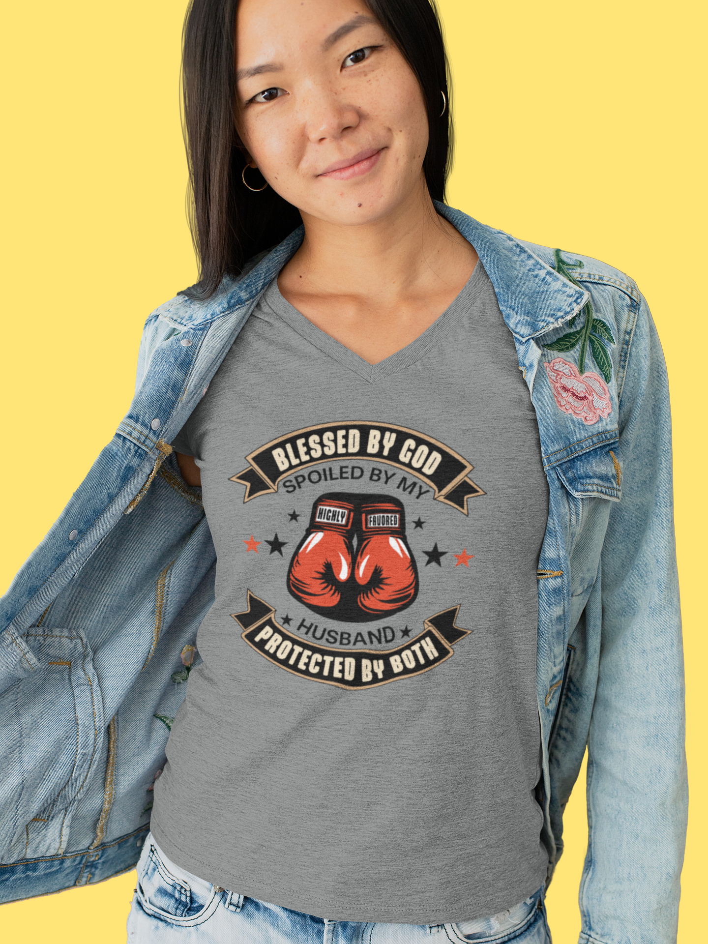Blessed By God, Spoiled By My Husband, Protected By Both- Women's Tee
