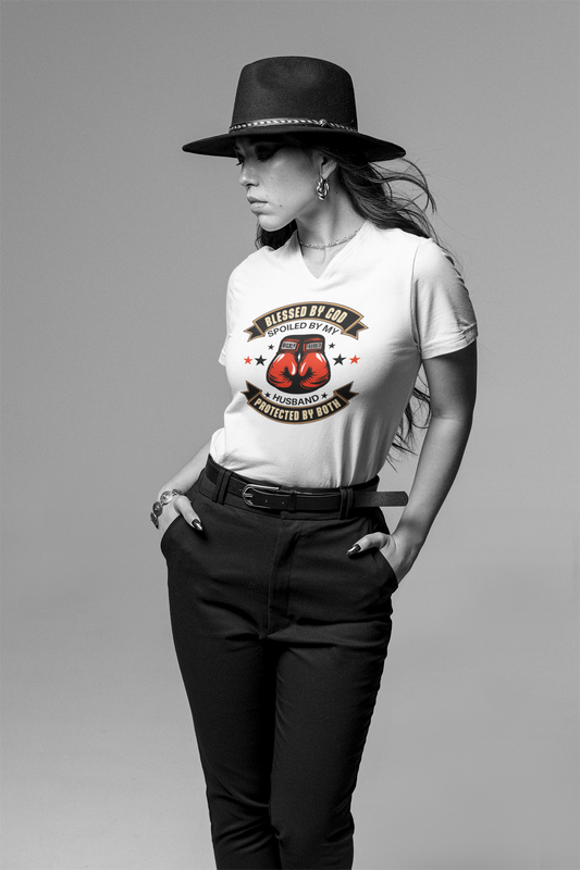 Blessed By God, Spoiled By My Husband, Protected By Both- Women's Tee