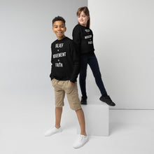 Load image into Gallery viewer, Belief + Movement = Faith Youth crewneck sweatshirt