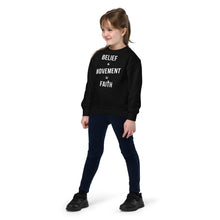 Load image into Gallery viewer, Belief + Movement = Faith Youth crewneck sweatshirt