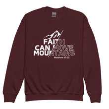 Load image into Gallery viewer, Faith Can Move Mountains Youth crewneck sweatshirt