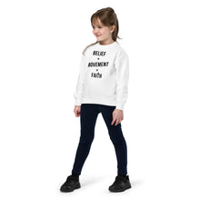 Load image into Gallery viewer, Belief + Movement = Faith Youth crewneck sweatshirt