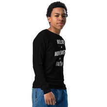 Load image into Gallery viewer, Belief + Movement = Faith Youth Long Sleeve Tee